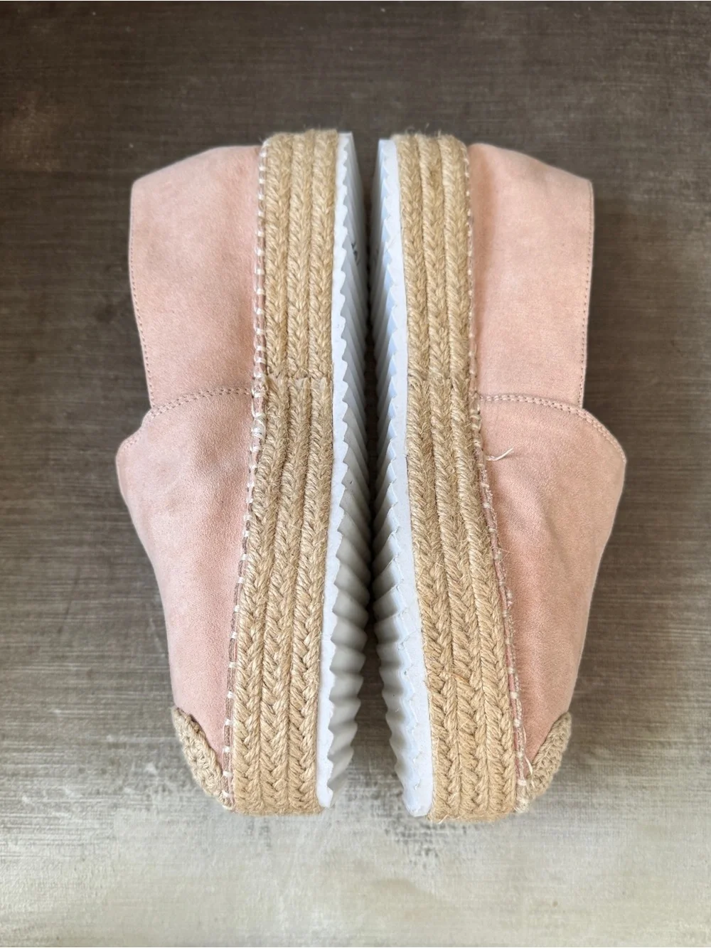 Pink Espadrille Platform Loafers Slip On Flats Size 8